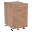 Linon Sway Wood File Cabinet with 3 Drawers Rolling Castors in Natural Finish