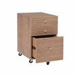 Linon Sway Wood File Cabinet with 3 Drawers Rolling Castors in Natural Finish