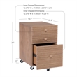 Linon Sway Wood File Cabinet with 3 Drawers Rolling Castors in Natural Finish