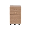 Linon Sway Wood File Cabinet with 3 Drawers Rolling Castors in Natural Finish