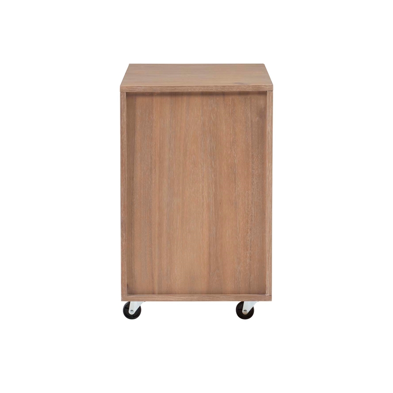 Linon Sway Wood File Cabinet with 3 Drawers Rolling Castors in Natural Finish