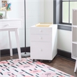 Linon Sway Wood File Cabinet with 3 Drawers Rolling Castors in Pure White