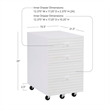 Linon Sway Wood File Cabinet with 3 Drawers Rolling Castors in Pure White