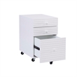 Linon Sway Wood File Cabinet with 3 Drawers Rolling Castors in Pure White