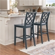 Linon Nico Sturdy Wood Lattice Back Counter Stool in Crisp Graphite Finish