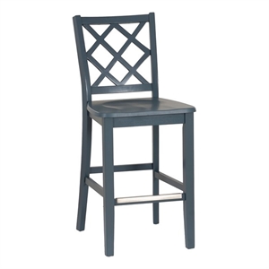 Linon Nico Sturdy Wood Lattice Back Counter Stool in Crisp Graphite Finish