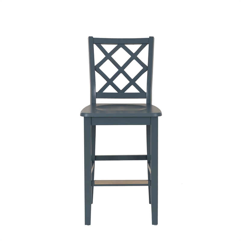 Linon Nico Sturdy Wood Lattice Back Counter Stool in Crisp Graphite Finish