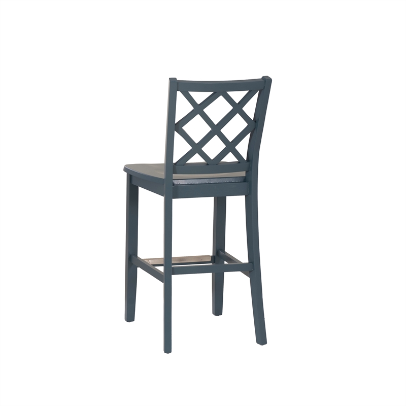 Linon Nico Sturdy Wood Lattice Back Counter Stool in Crisp Graphite Finish