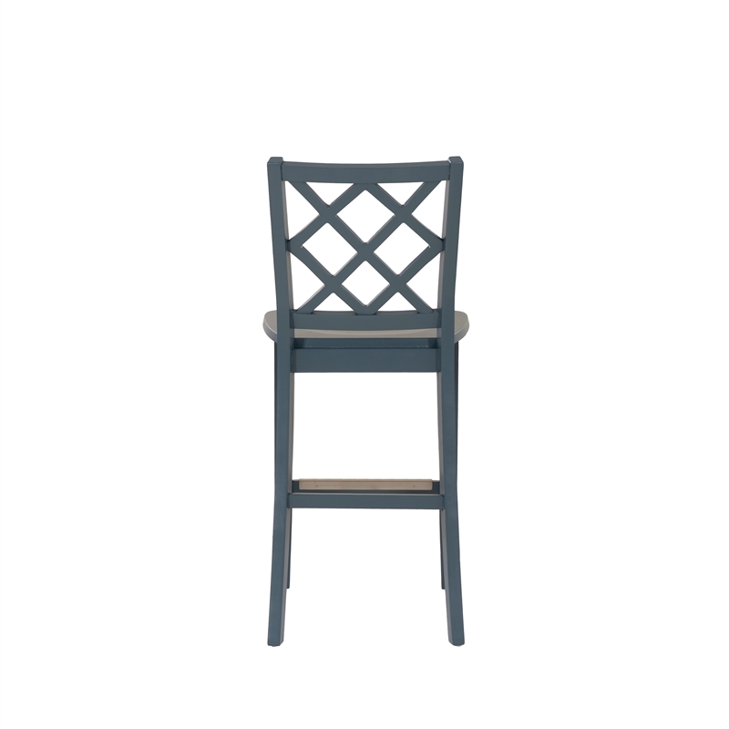 Linon Nico Sturdy Wood Lattice Back Counter Stool in Crisp Graphite Finish