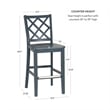 Linon Nico Sturdy Wood Lattice Back Counter Stool in Crisp Graphite Finish