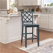 Linon Nico Sturdy Wood Lattice Back Counter Stool in Crisp Graphite Finish