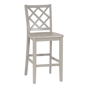 Linon Nico Lattice Back Counter Stool in Crisp Gray Painted Solid Wood