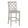 Linon Nico Lattice Back Counter Stool in Crisp Gray Painted Solid Wood