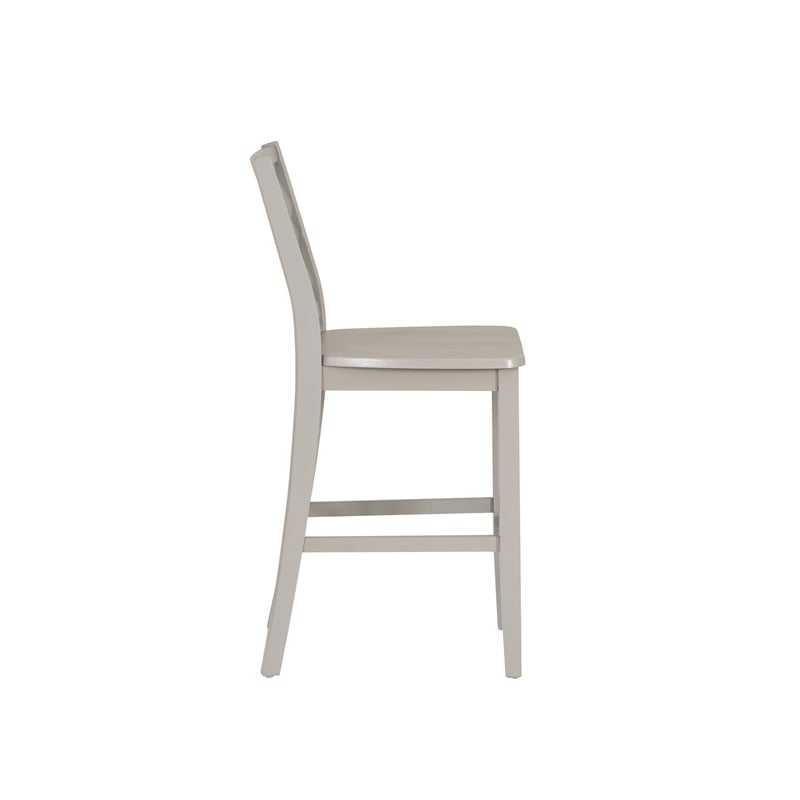 Linon Nico Lattice Back Counter Stool in Crisp Gray Painted Solid Wood
