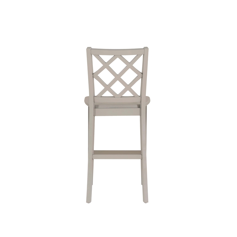 Linon Nico Lattice Back Counter Stool in Crisp Gray Painted Solid Wood