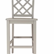 Linon Nico Lattice Back Counter Stool in Crisp Gray Painted Solid Wood