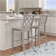 Linon Nico Lattice Back Counter Stool in Crisp Gray Painted Solid Wood