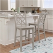 Linon Nico Lattice Back Counter Stool in Crisp Gray Painted Solid Wood