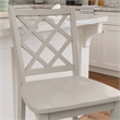 Linon Nico Lattice Back Counter Stool in Crisp Gray Painted Solid Wood