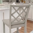 Linon Nico Lattice Back Counter Stool in Crisp Gray Painted Solid Wood
