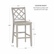 Linon Nico Lattice Back Counter Stool in Crisp Gray Painted Solid Wood
