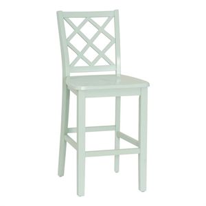 Linon Nico Lattice Back Counter Stool in Crisp Mint Green Painted Solid Wood