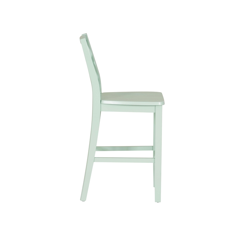 Linon Nico Lattice Back Counter Stool in Crisp Mint Green Painted Solid Wood