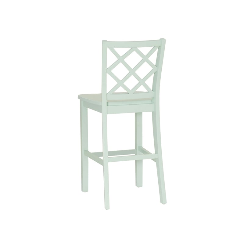 Linon Nico Lattice Back Counter Stool in Crisp Mint Green Painted Solid Wood