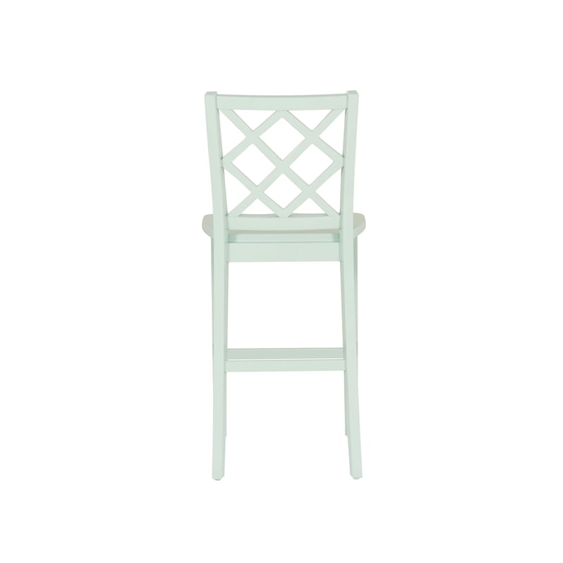 Linon Nico Lattice Back Counter Stool in Crisp Mint Green Painted Solid Wood
