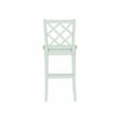 Linon Nico Lattice Back Counter Stool in Crisp Mint Green Painted Solid Wood