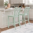 Linon Nico Lattice Back Counter Stool in Crisp Mint Green Painted Solid Wood