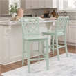 Linon Nico Lattice Back Counter Stool in Crisp Mint Green Painted Solid Wood