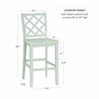 Linon Nico Lattice Back Counter Stool in Crisp Mint Green Painted Solid Wood