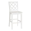 Linon Nico Lattice Back Counter Stool in Crisp White Painted Solid Wood