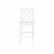 Linon Nico Lattice Back Counter Stool in Crisp White Painted Solid Wood