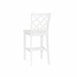 Linon Nico Lattice Back Counter Stool in Crisp White Painted Solid Wood