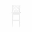 Linon Nico Lattice Back Counter Stool in Crisp White Painted Solid Wood