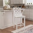 Linon Nico Lattice Back Counter Stool in Crisp White Painted Solid Wood