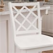 Linon Nico Lattice Back Counter Stool in Crisp White Painted Solid Wood