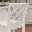 Linon Nico Lattice Back Counter Stool in Crisp White Painted Solid Wood