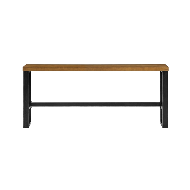 Linon Otis Sofa Bar Table Stained Wooden Top with Steel Frame in Dark Gunmetal