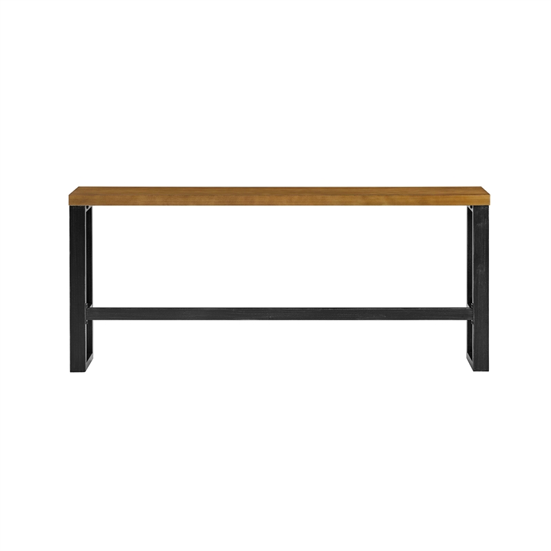 Linon Otis Sofa Bar Table Stained Wooden Top with Steel Frame in Dark Gunmetal