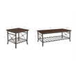 Linon Anders 3 Pc Metal and Wood Occasional Table Set Plank Style Tops in Brown