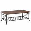 Linon Anders 3 Pc Metal and Wood Occasional Table Set Plank Style Tops in Brown