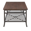 Linon Anders 3 Pc Metal and Wood Occasional Table Set Plank Style Tops in Brown