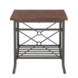 Linon Anders 3 Pc Metal and Wood Occasional Table Set Plank Style Tops in Brown
