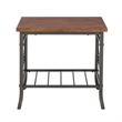 Linon Anders 3 Pc Metal and Wood Occasional Table Set Plank Style Tops in Brown
