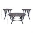 Linon Thorne 3 Pc Round Metal and Wood Occasional Table Set in Charcoal