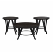 Linon Thorne 3 Pc Round Metal and Wood Occasional Table Set in Charcoal