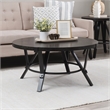 Linon Thorne 3 Pc Round Metal and Wood Occasional Table Set in Charcoal